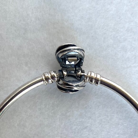 Pandora Sterling Silver 925 Encircled Clasp CZ Round Charm Bangle Bracelet 6.5" - Picture 9 of 16